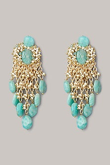 Gold Finish Turquoise Dangler Earrings