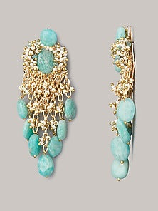 Gold Finish Turquoise Dangler Earrings
