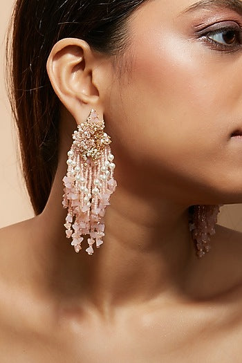 White Finish Shell Pearl Dangler Earrings