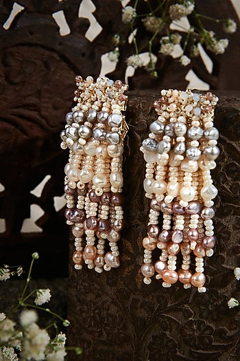 Gold Finish Crystal Dangler Earrings
