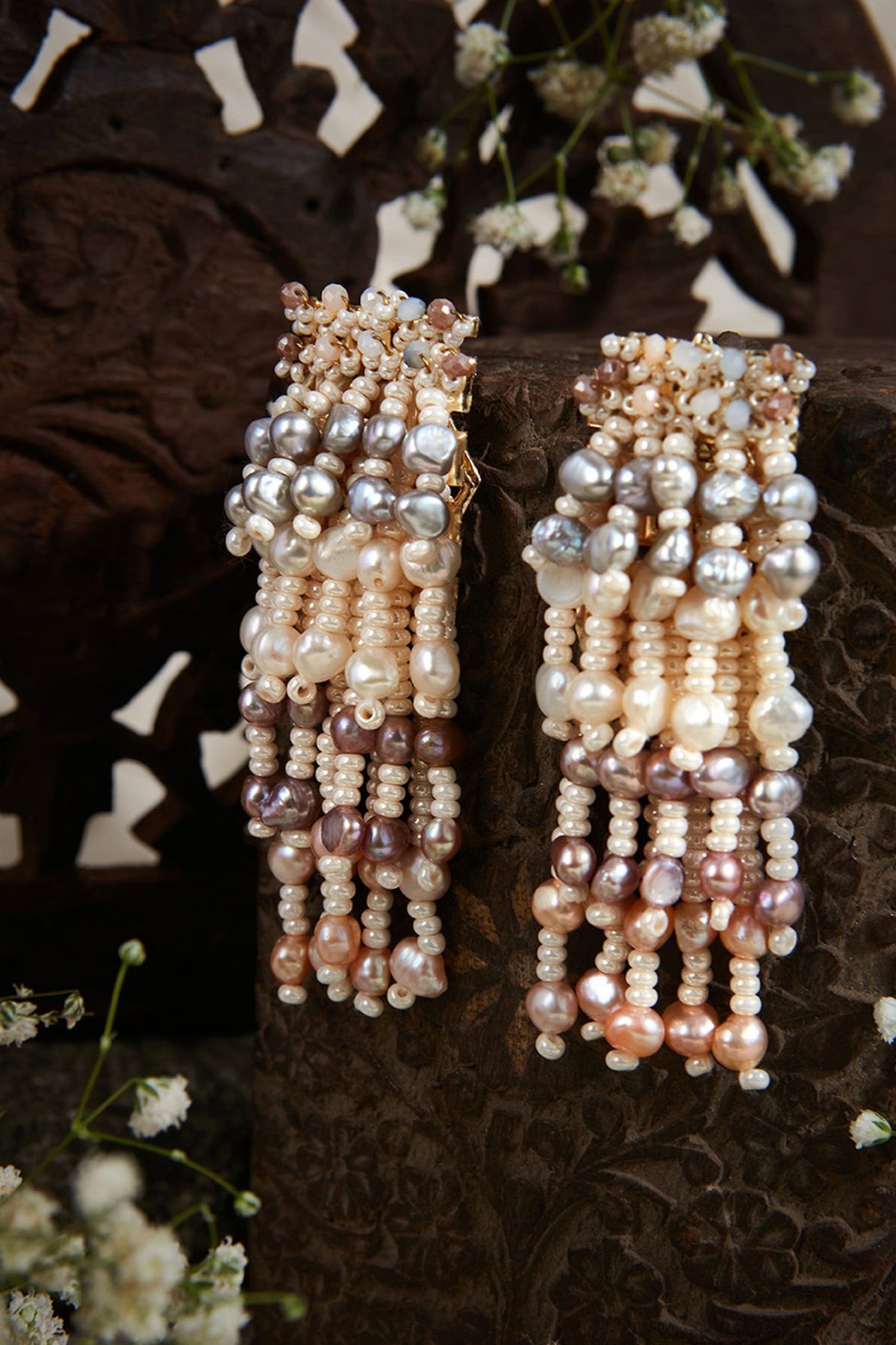 Gold Finish Crystal Dangler Earrings