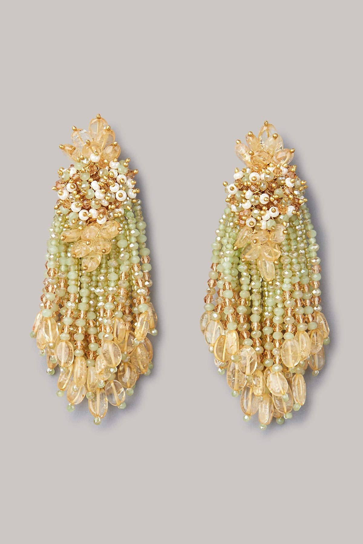 Gold Finish Synthetic Stones Dangler Earrings