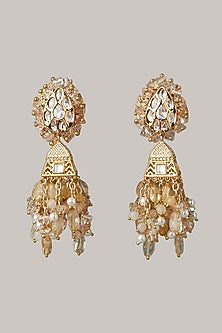 Gold Finish Meenakari Jhumka Earrings