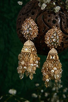Gold Finish Meenakari Jhumka Earrings