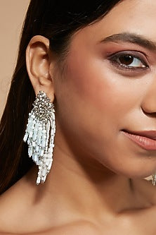 Gold Finish Pearl Dangler Earrings