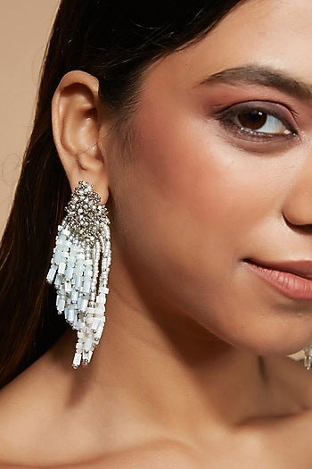 Gold Finish Pearl Dangler Earrings