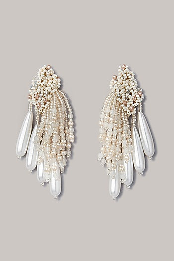 Gold Finish Shell Pearl Dangler Earrings