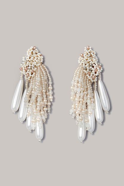 Gold Finish Shell Pearl Dangler Earrings