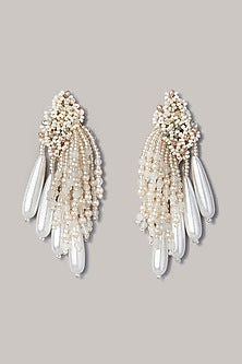 Gold Finish Shell Pearl Dangler Earrings