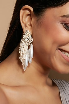 Gold Finish Shell Pearl Dangler Earrings