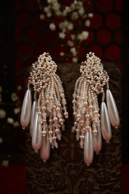 Gold Finish Shell Pearl Dangler Earrings