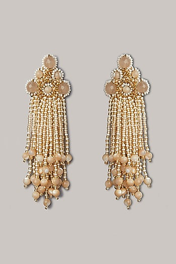 Gold Finish Agate Dangler Earrings