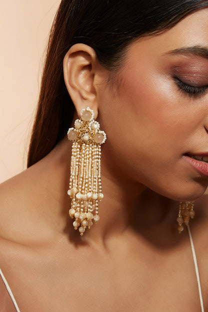 Gold Finish Agate Dangler Earrings