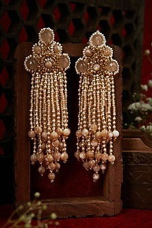 Gold Finish Agate Dangler Earrings