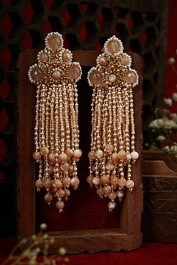 Gold Finish Agate Dangler Earrings