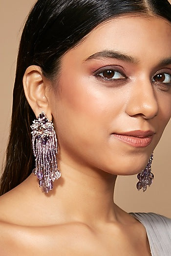 Gold Finish Crystal Dangler Earrings