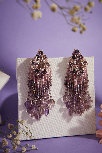 Gold Finish Crystal Dangler Earrings