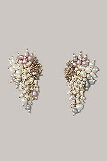 Gold Finish Freshwater Pearl Stud Earrings