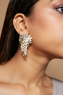 Gold Finish Freshwater Pearl Stud Earrings