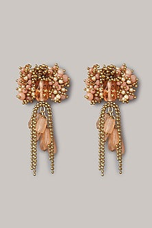 Gold Finish Stud Earrings With Synthetic Stones