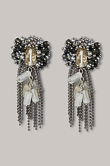 Gold Finish Stud Earrings With Synthetic Stones