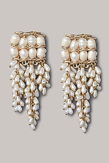 Gold Finish Pearls Earrings