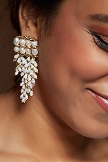 Gold Finish Pearls Earrings