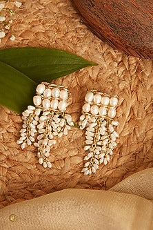 Gold Finish Pearls Earrings
