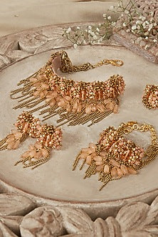 Gold Plated Stone Choker Necklace Set