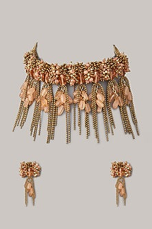 Gold Plated Stone Choker Necklace Set