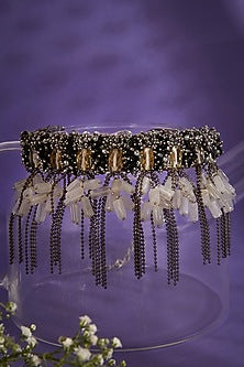Silver Finish Black & Silver Stone Choker Necklace