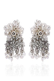 Silver Finish Crystal Stud Earrings