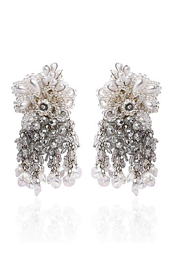 Silver Finish Crystal Stud Earrings