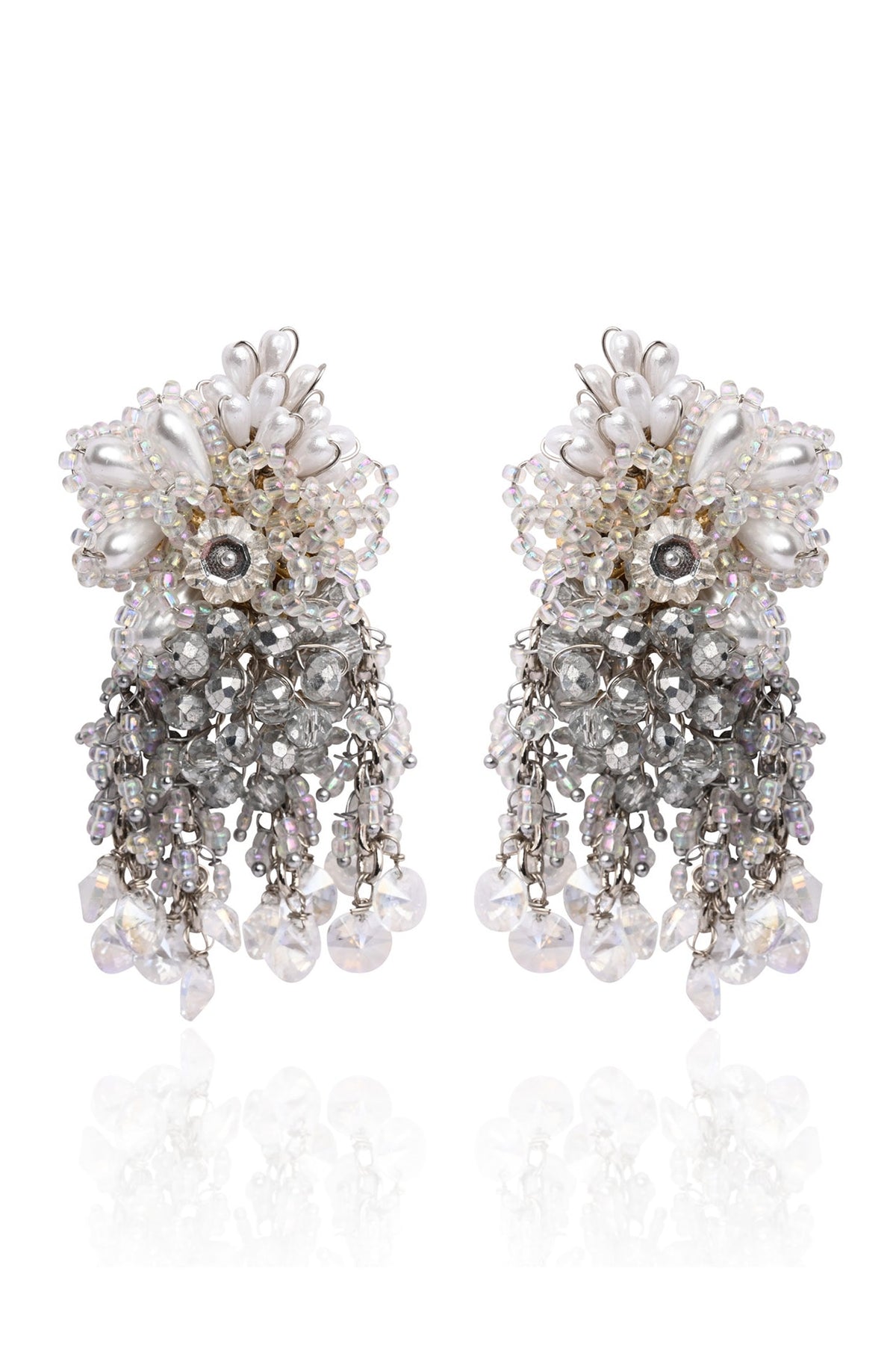 Silver Finish Crystal Stud Earrings