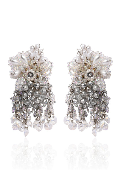 Silver Finish Crystal Stud Earrings