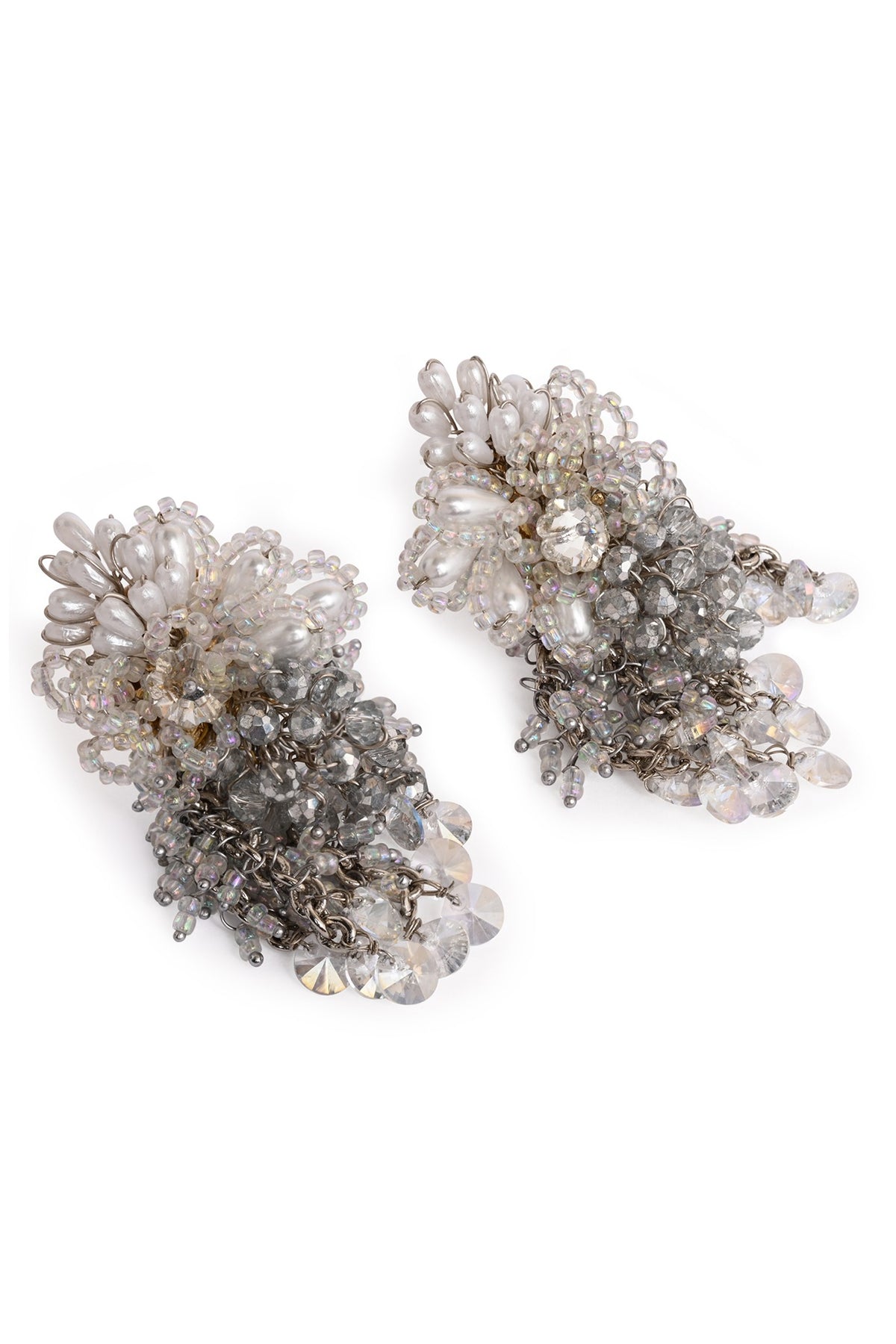 Silver Finish Crystal Stud Earrings