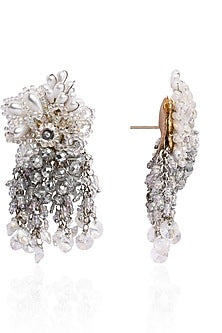 Silver Finish Crystal Stud Earrings