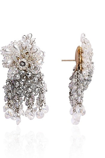 Silver Finish Crystal Stud Earrings