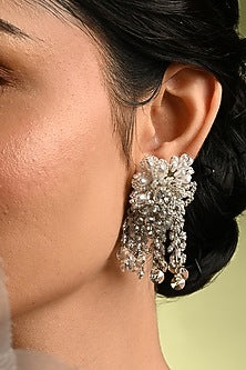 Silver Finish Crystal Stud Earrings