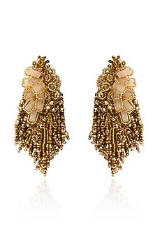 Gold Finish Quartz Cascading Floral Dangler Earrings
