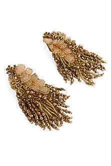 Gold Finish Quartz Cascading Floral Dangler Earrings