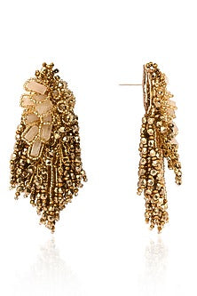 Gold Finish Quartz Cascading Floral Dangler Earrings