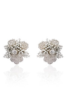 Gold Finish Moonstone Stud Earrings