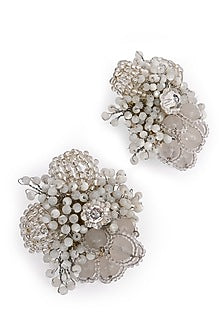 Gold Finish Moonstone Stud Earrings