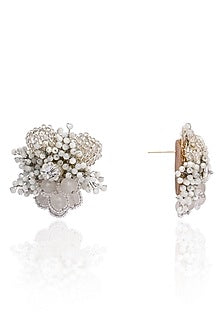 Gold Finish Moonstone Stud Earrings