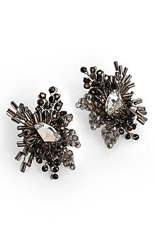 Gold Finish Moonstone Stud Earrings