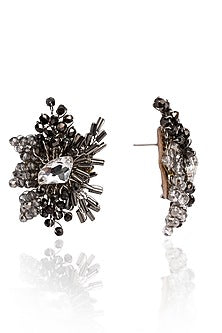 Gold Finish Moonstone Stud Earrings