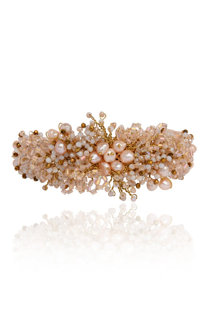 Gold Finish Freshwater Pearl Floral Bracelet
