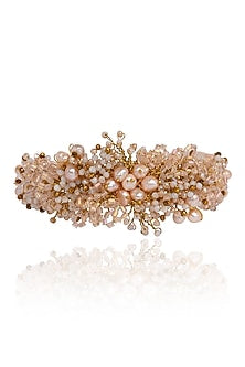 Gold Finish Freshwater Pearl Floral Bracelet