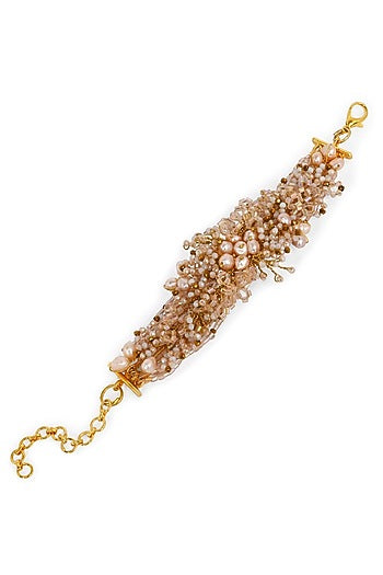 Gold Finish Freshwater Pearl Floral Bracelet